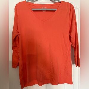 (More coral than in the picture) Chico's Coral/Orange 3/4 Sleeve Blouse